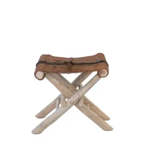 Folding Goatskin Leather Stool or Ottoman