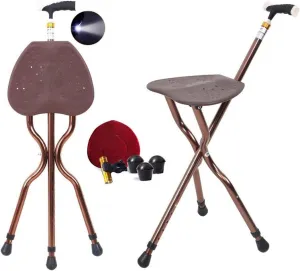 Folding Lightweight Walking Stick Cane with Seat Foldable Golf Chair Cane Stool Portable Combo 400 lbs Capacity Height Adjustable Heavy Duty Seats for Seniors Spectato