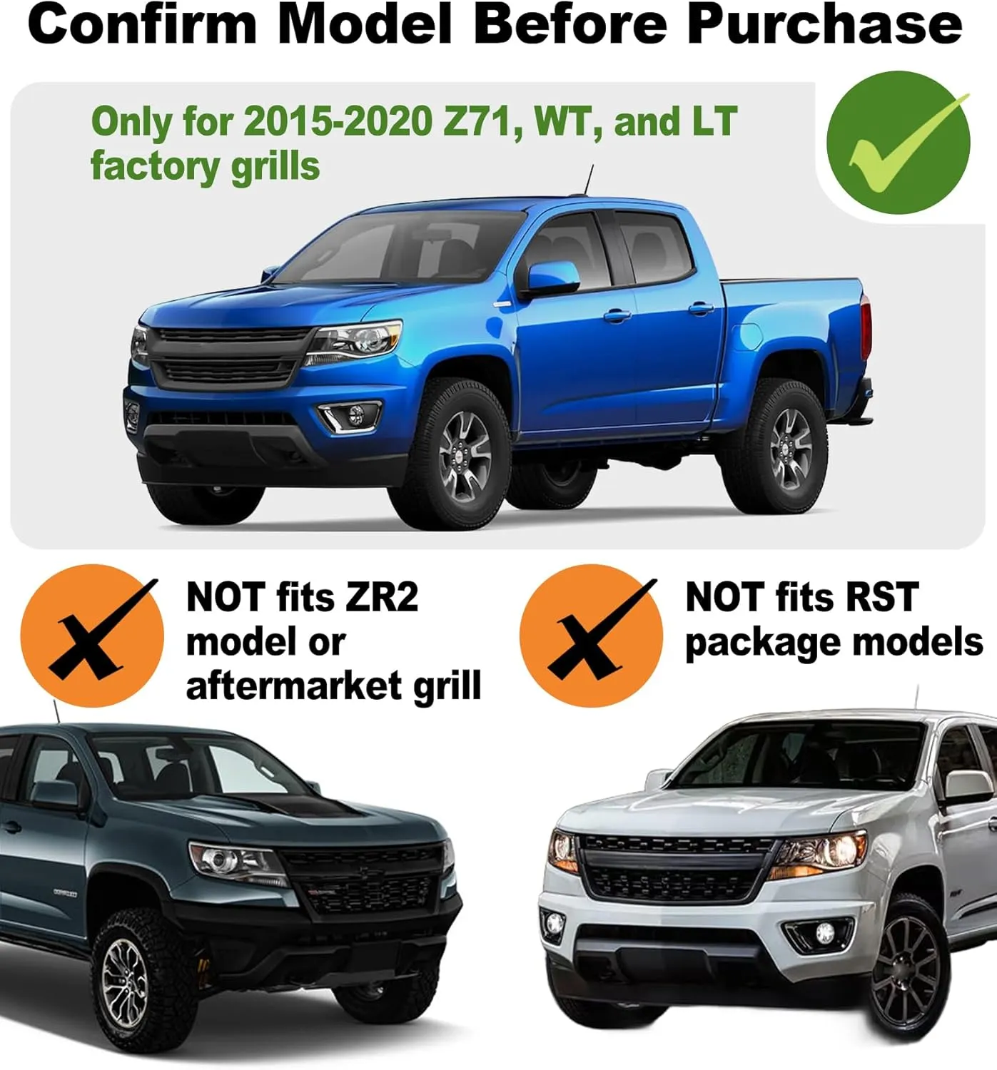 Front Bumper Grill Lights for 2015-2020 Chevy Colorado Accessories LED Running Light Bar DRL Only Fits Z71 WT LT Factory Grille (White)