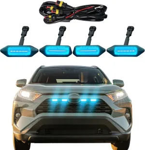 Front Grill Lights for Toyota RAV4 Accessories 2019-2024 LED Grille Lights for Hybrid LE SE XLE XSE Limited(RGB)
