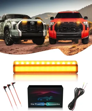 Front Grille LED Lights for Toyota Tundra 2025 2024-2019 Accessories Raptor Style Grill Trim Warning Lights (Amber Lights, 4)