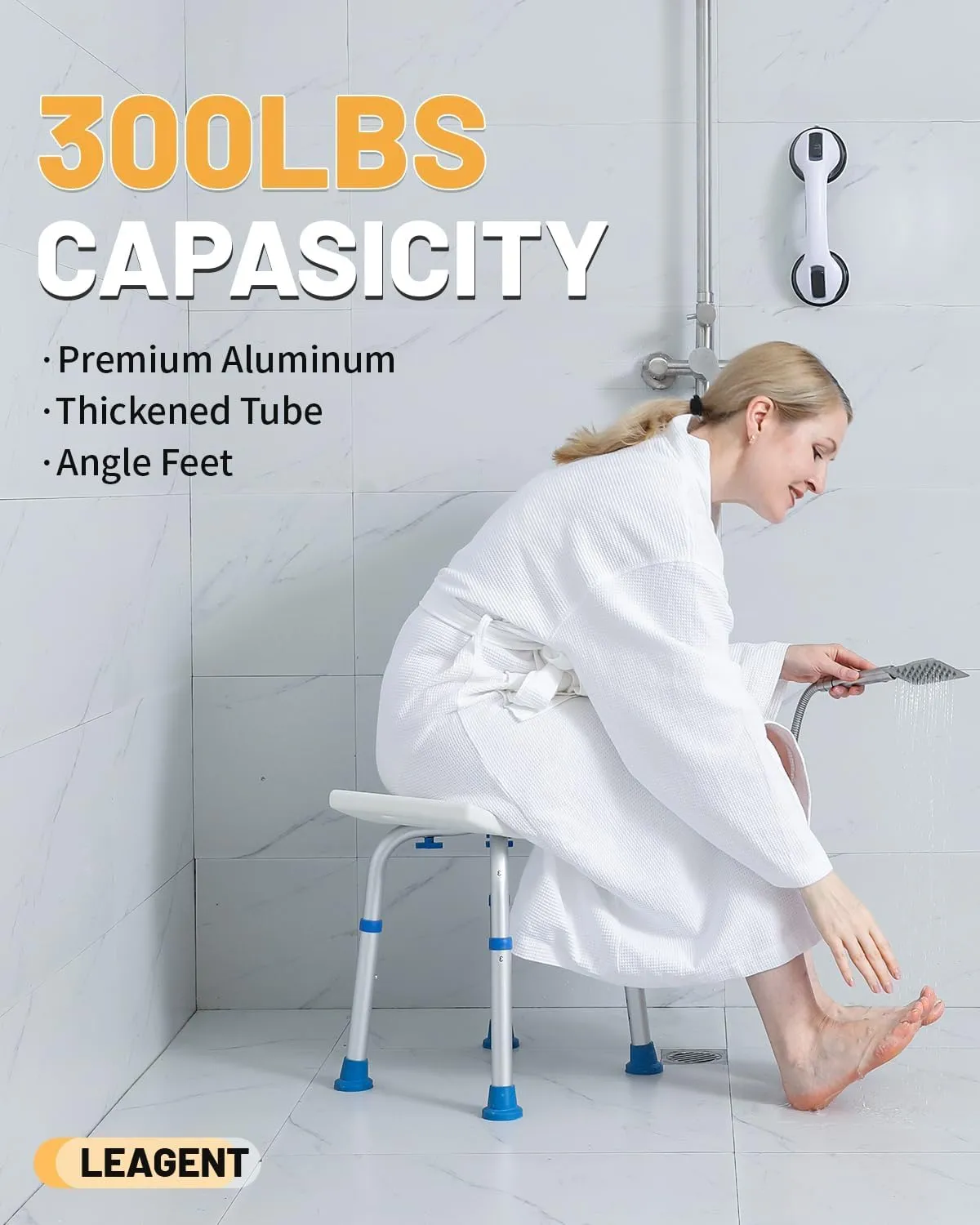 FSA HSA Eligible Shower Chair for Inside Tub, Shower Stool for Inside Shower, Shower Seat for Bathtub, Adjust Bath Chairs for Elderly/Disabled