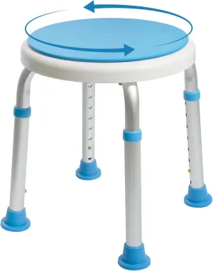 FSA/HSA Eligible, Vaunn Medical Tool-Free Assembly Adjustable Swivel Shower Stool Seat Bench with Anti-Slip Rubber Tips for Safety and Stability