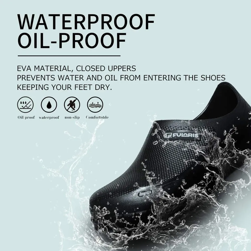 FULORIS Black Nursing Nurse Shoes for Women, Garden Shoes Chef Shoes Waterproof Platform Sloggers for Women, Slip Resistant Work Chef Shoes of Women Hospital Garden Kitchen