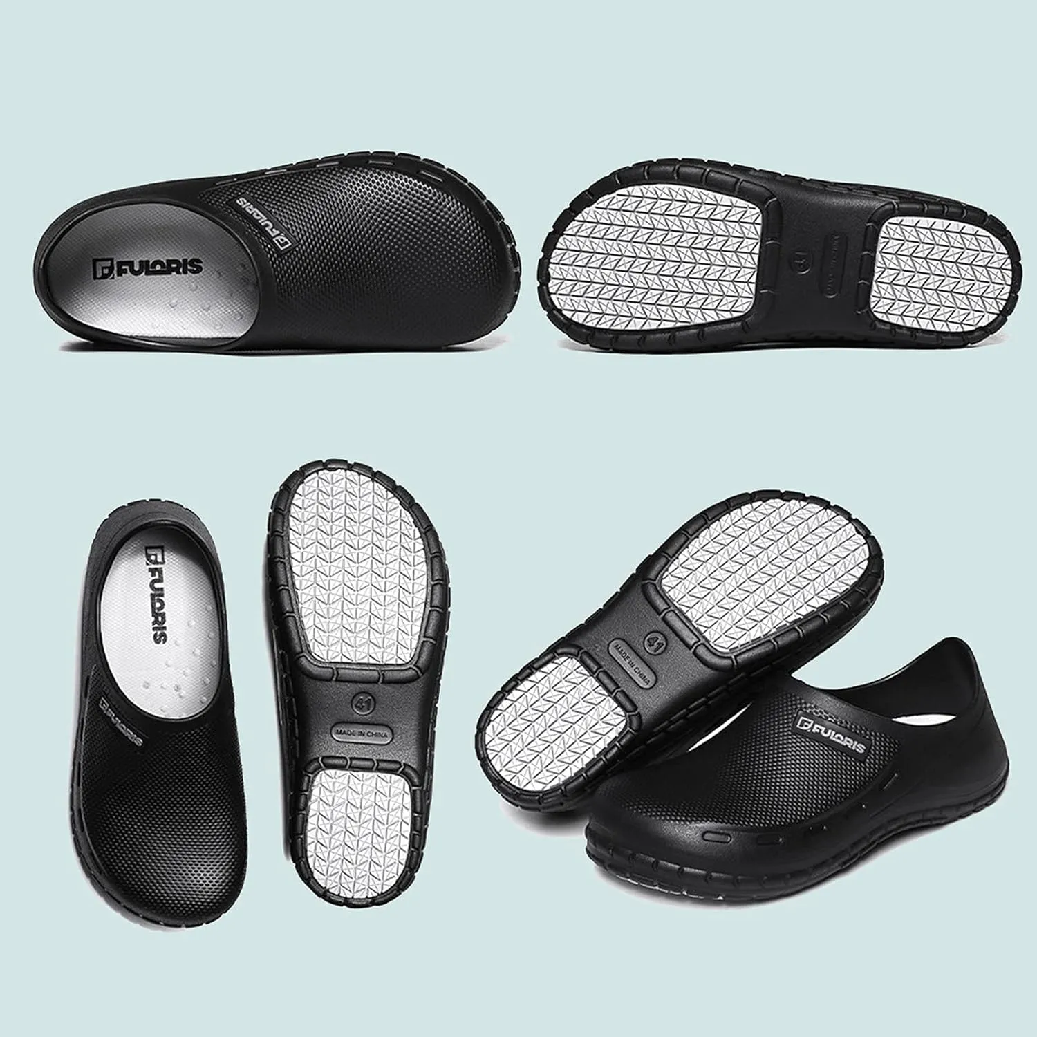 FULORIS Black Nursing Nurse Shoes for Women, Garden Shoes Chef Shoes Waterproof Platform Sloggers for Women, Slip Resistant Work Chef Shoes of Women Hospital Garden Kitchen