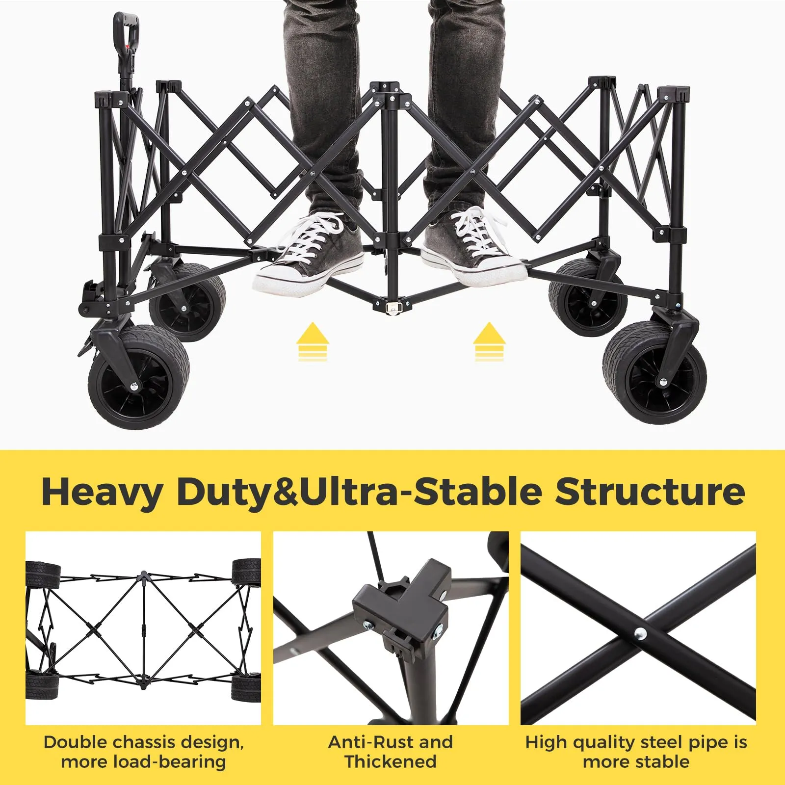 FUNDANGO Folding Wagon 180L Dual Chassis Camping Wagon