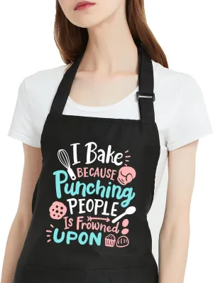 Funny Baking Aprons for Women with Pockets, Water Restistant Cooking Apron for Men Birthday Gift for Baker Dad Mom