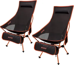 G4Free 2Pack Lightweight Portable High Back Camp Chair, Folding Chair Lawn Chair Heavy Duty 330lbs with Headrest & Pocket for Outdoor Camp Travel Beach Travel Hiking