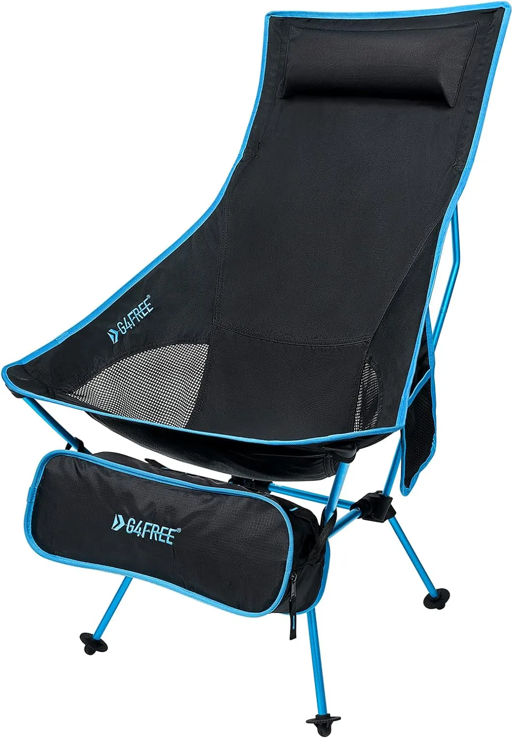 G4Free Lightweight Portable High Back Camp Chair, Folding Chair Lawn Chair Heavy Duty 330lbs with Headrest & Pocket for Outdoor Camp Travel Beach Hiking