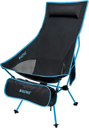 G4Free Lightweight Portable High Back Camp Chair, Folding Chair Lawn Chair Heavy Duty 330lbs with Headrest & Pocket for Outdoor Camp Travel Beach Hiking