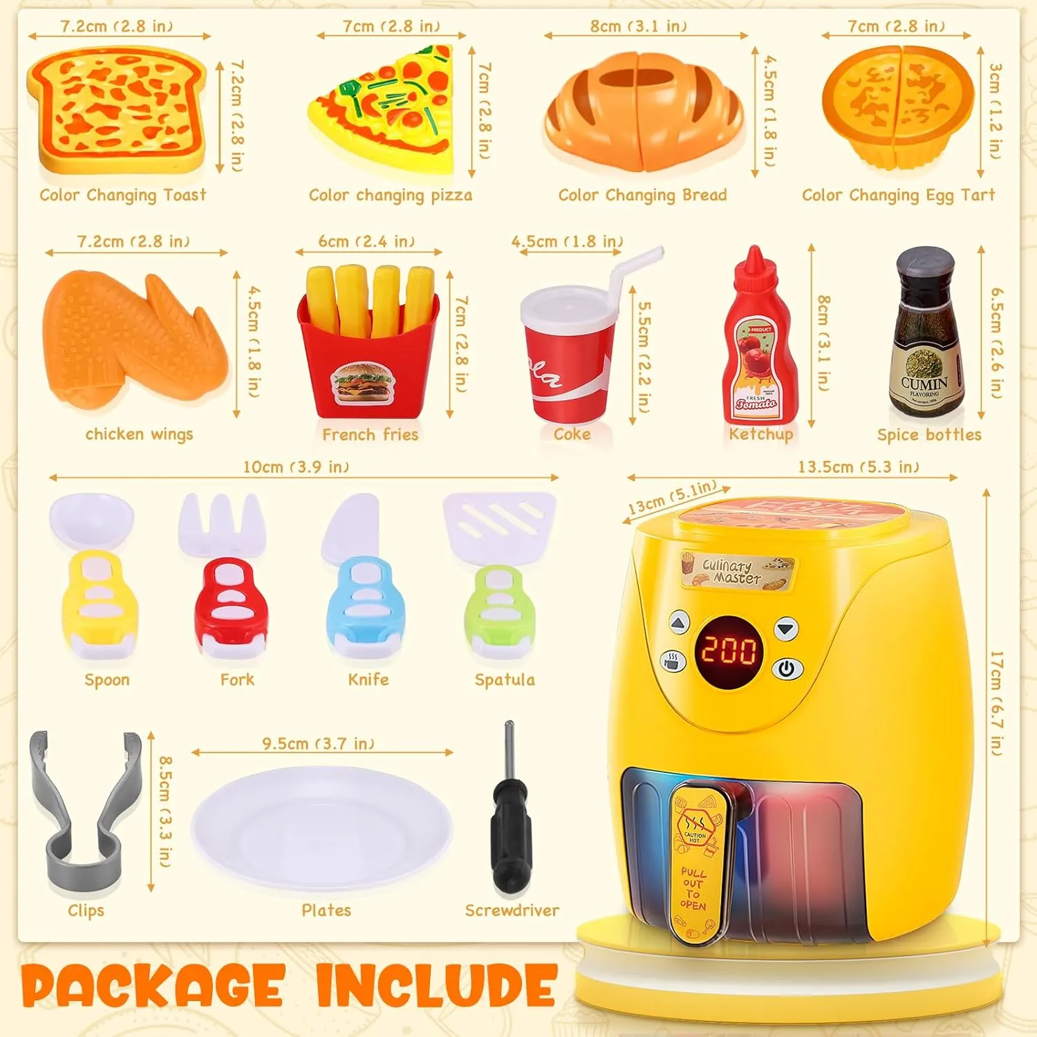GAGAKU Kids Air Fryer with Play Food Toddler Chefs Pretend Play Food Toys Oven with Light & Sound and Play Food Grill Cooking Utensils,Cooking Toys for 3-8 Year Old Girls Boys Gift