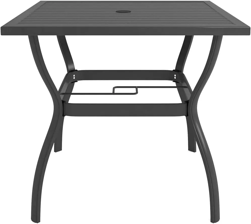 Garden Table Anthracite Powder-Coated Steel, Outdoor Dining, Camping, Coffee, Side, Tables 32.1x32.1x28.3 in