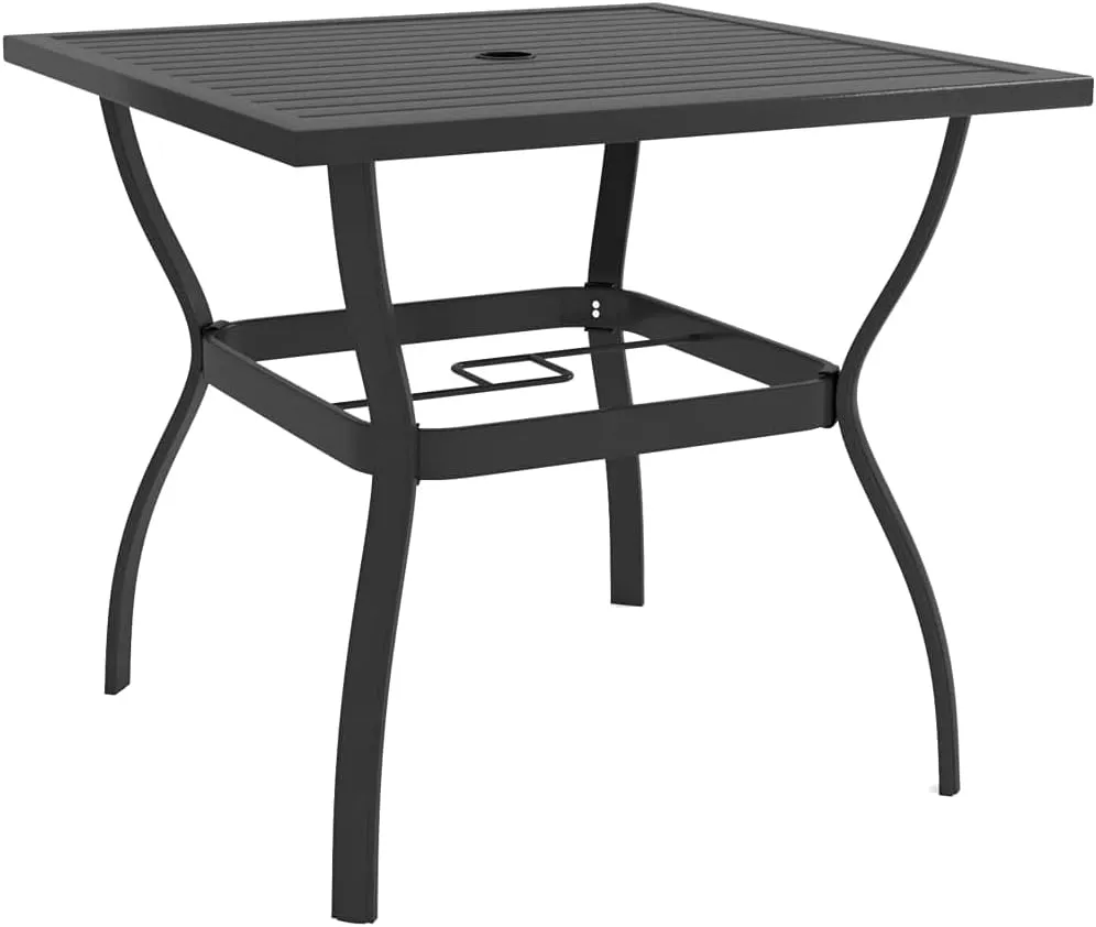 Garden Table Anthracite Powder-Coated Steel, Outdoor Dining, Camping, Coffee, Side, Tables 32.1x32.1x28.3 in