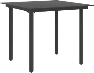 Garden Table Black Durable Medium Side Outdoor Furniture for Camping, Dining, Tables, Coffee (80 x 80 x 74 cm)