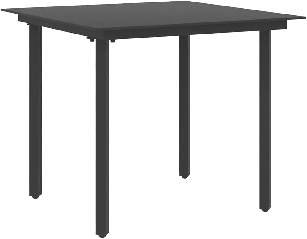 Garden Table Black Durable Medium Side Outdoor Furniture for Camping, Dining, Tables, Coffee (80 x 80 x 74 cm)