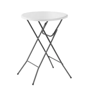 Garden Table Round White Foldable Outdoor Weather Resistant (H)110 x (W)79cm
