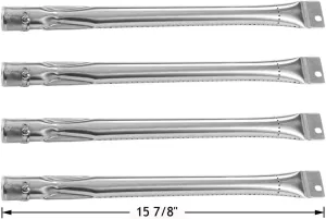 Gas Grill Burner Replacement Parts for Charmglow 810-7400-S, 810-7420-S, 810-7440-S, 810-7600-S, Brinkmann Pro Series, Uniflame Barbecue Grills, 15 7/8 inch, Stainless Steel, Set of 4, KB846