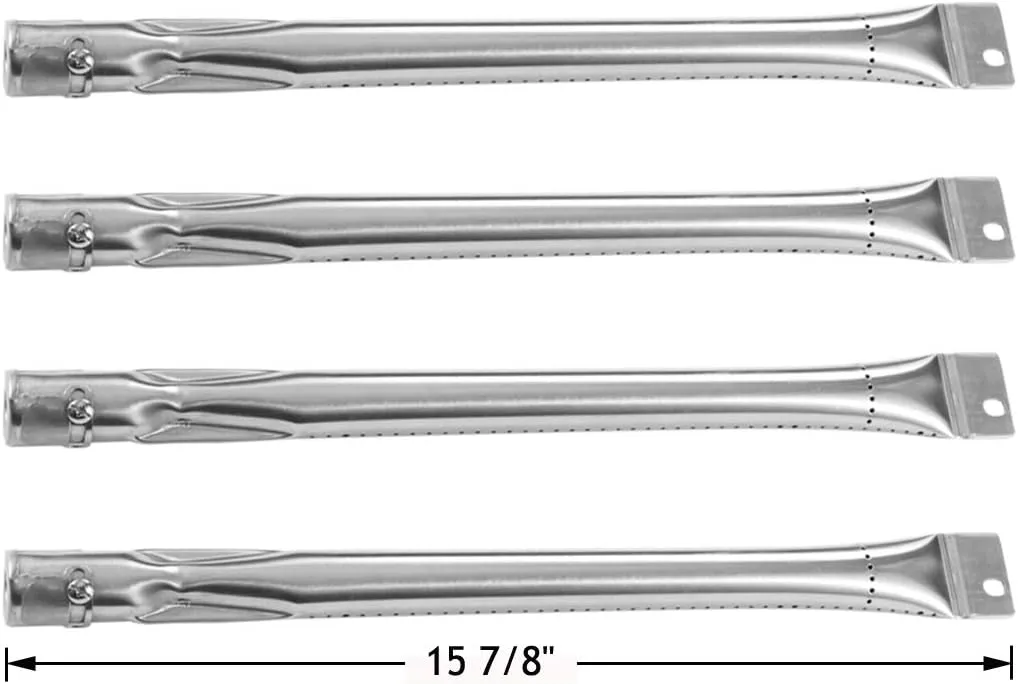 Gas Grill Burner Replacement Parts for Charmglow 810-7400-S, 810-7420-S, 810-7440-S, 810-7600-S, Brinkmann Pro Series, Uniflame Barbecue Grills, 15 7/8 inch, Stainless Steel, Set of 4, KB846