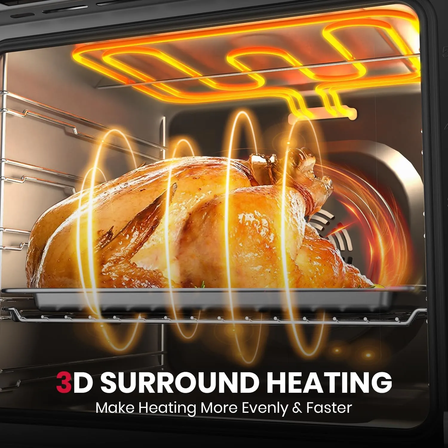 GASLAND 24 Inch Electric Wall Oven, 2.6 Cu.ft Built-in Single Wall Oven, 12 Cooking Functions, 3D Heating, Convection Oven with Rotisserie, Touch Control, Safety Lock, ETL Certified, Black