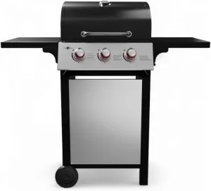 GasOne GP-1030S One 3 Burner Stainless Steel– Outdoor Cabinet Style with Wheels-High-Temperature Paint Coating Gas BBQ Grill – Elegant and Luxurious Design, Black