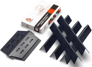 Genesis Grill Parts for Weber Genesis 300 Series Grills with Front Control Knob, Genesis E310 E320 E330 S310 S320 S330, 17.5" Flavorizer Bars and Heat Deflectors for Weber 7620 7621, Porcelain Steel