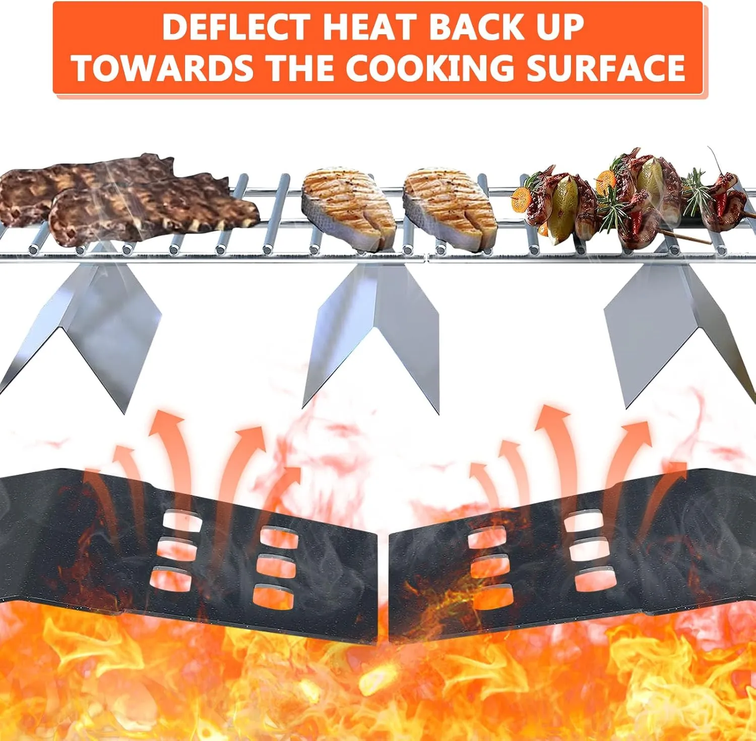 Genesis Grill Parts for Weber Genesis 300 Series Grills with Front Control Knob, Genesis E310 E320 E330 S310 S320 S330, 17.5" Flavorizer Bars and Heat Deflectors for Weber 7620 7621, Porcelain Steel