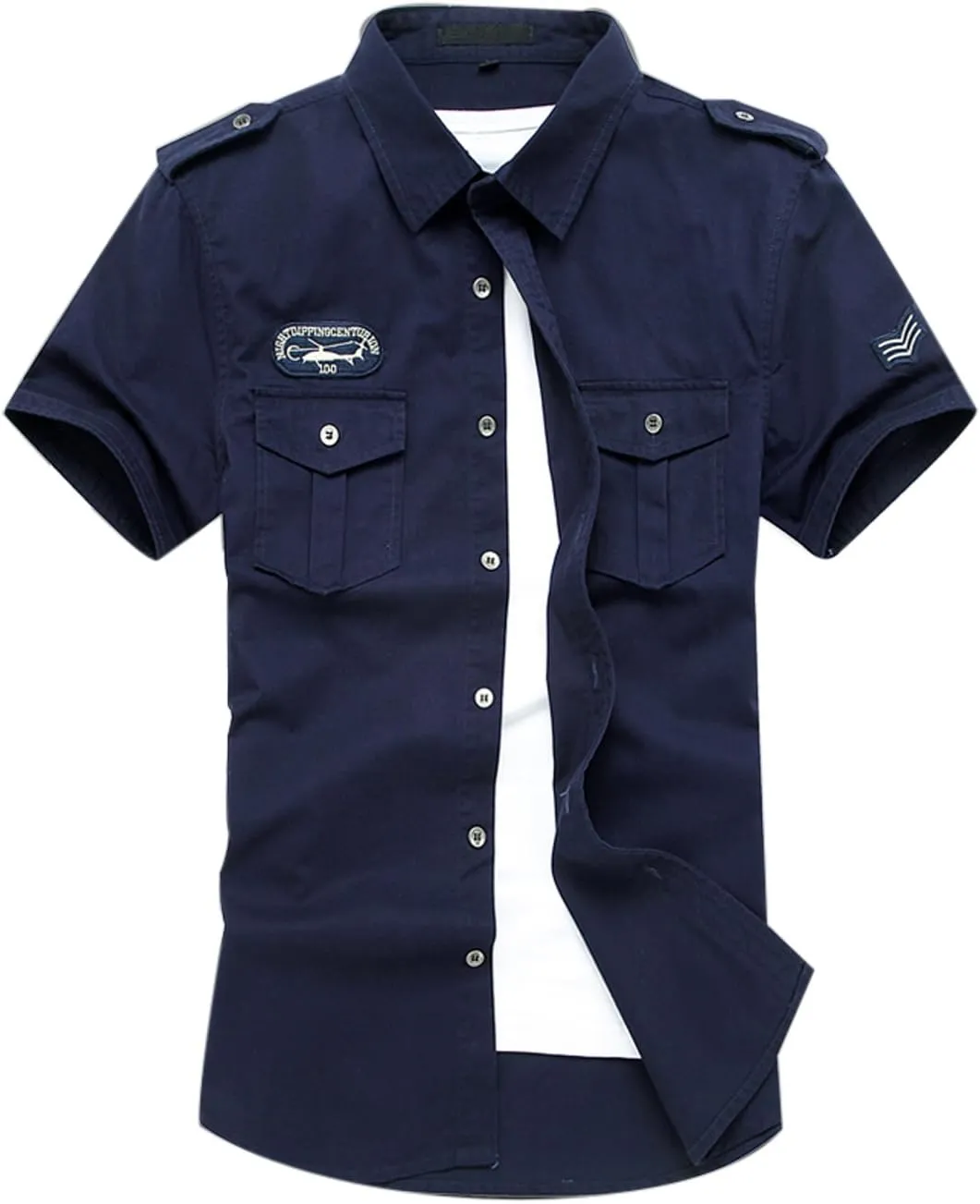 Gihuo Men's Military Tactical Shirt Short Sleeve Cargo Work Outdoor Hiking Camping Hunting Fishing