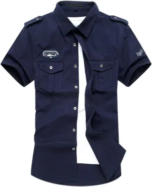 Gihuo Men's Military Tactical Shirt Short Sleeve Cargo Work Outdoor Hiking Camping Hunting Fishing