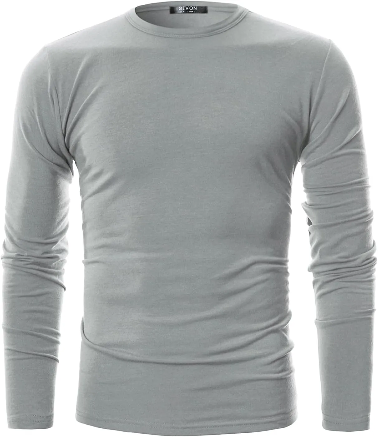 GIVON Mens Slim Fit Soft Cotton Long Sleeve Lightweight Thermal Crew Neck T-Shirt