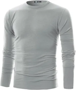 GIVON Mens Slim Fit Soft Cotton Long Sleeve Lightweight Thermal Crew Neck T-Shirt