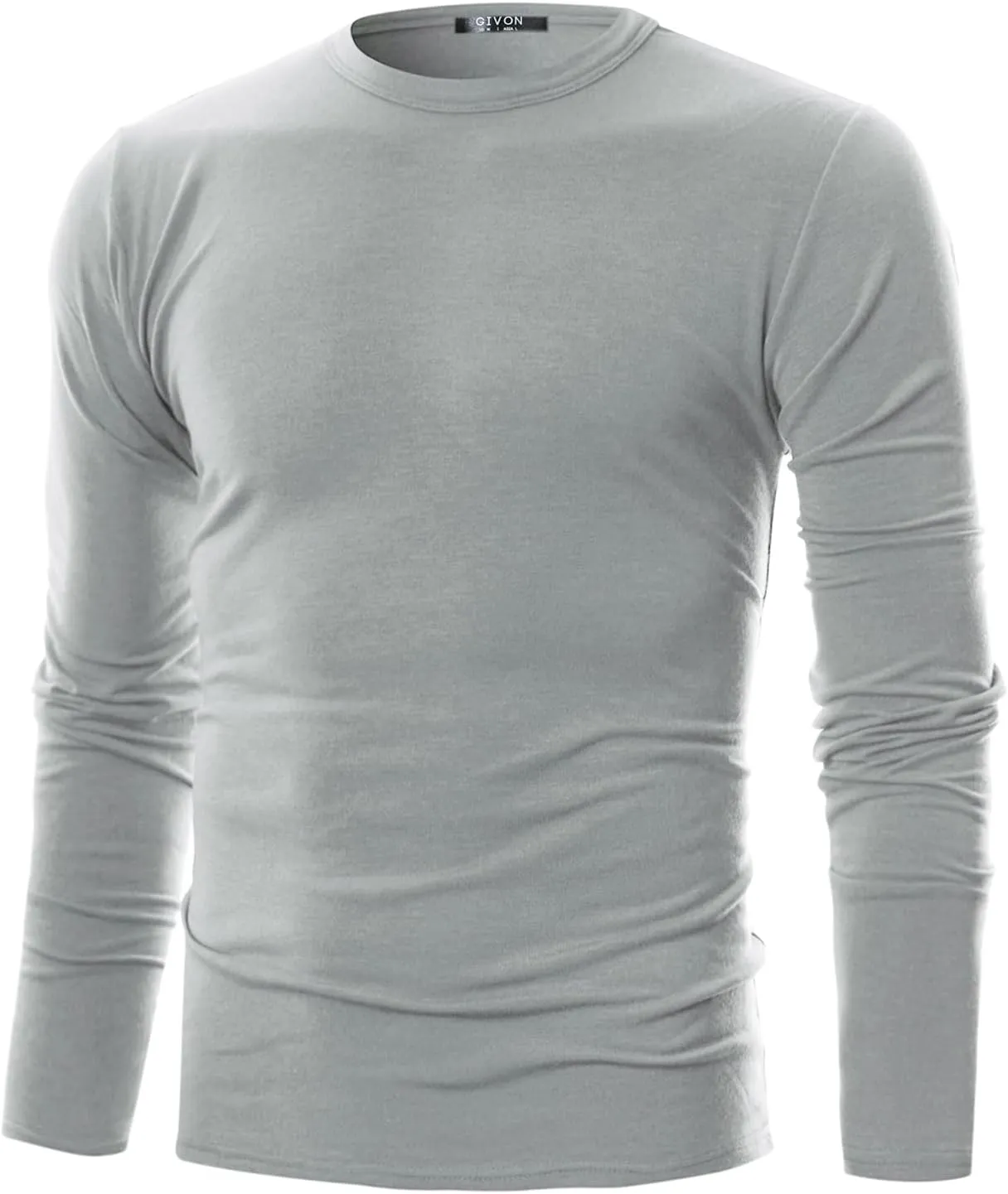 GIVON Mens Slim Fit Soft Cotton Long Sleeve Lightweight Thermal Crew Neck T-Shirt