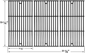 Gloss Cast Iron Cooking Grid for Tuscany, Amana, Charmglow 720-0396 Kenmore 122.16648900, Brinkmann 810-8501-S, 810-8500-S, and Jenn-Air 720-0337 Gas Grill Models, Set of 3