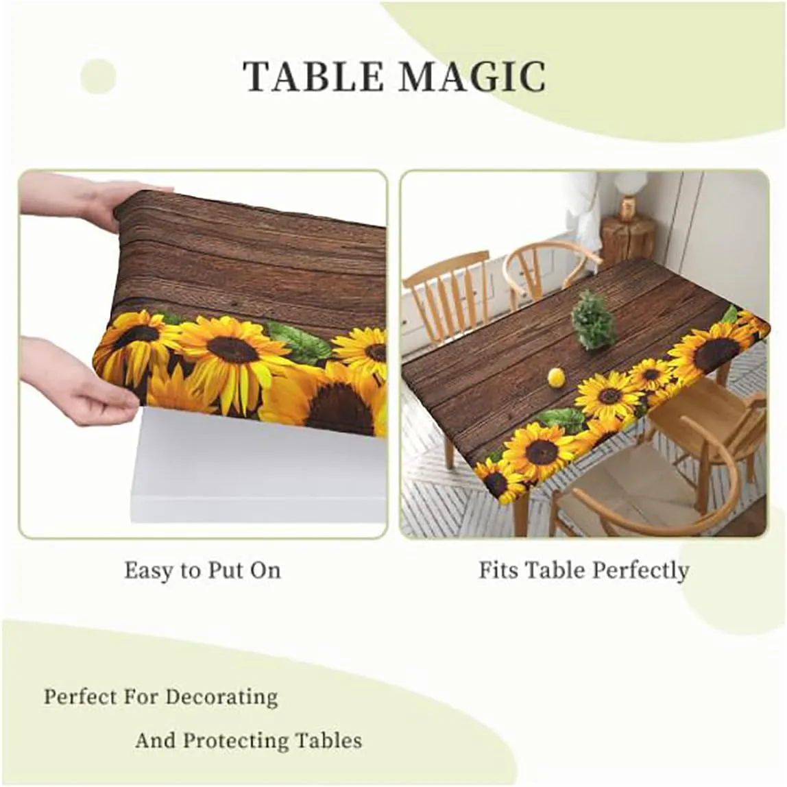 Green Brown Folding Table Cover Barn Wood Wagon Wheel Old Prairie Cart Waterproof Tablecloths for Picnic, Camping, Indoor, Outdoor Countryside Fits up 5 Foot Tables