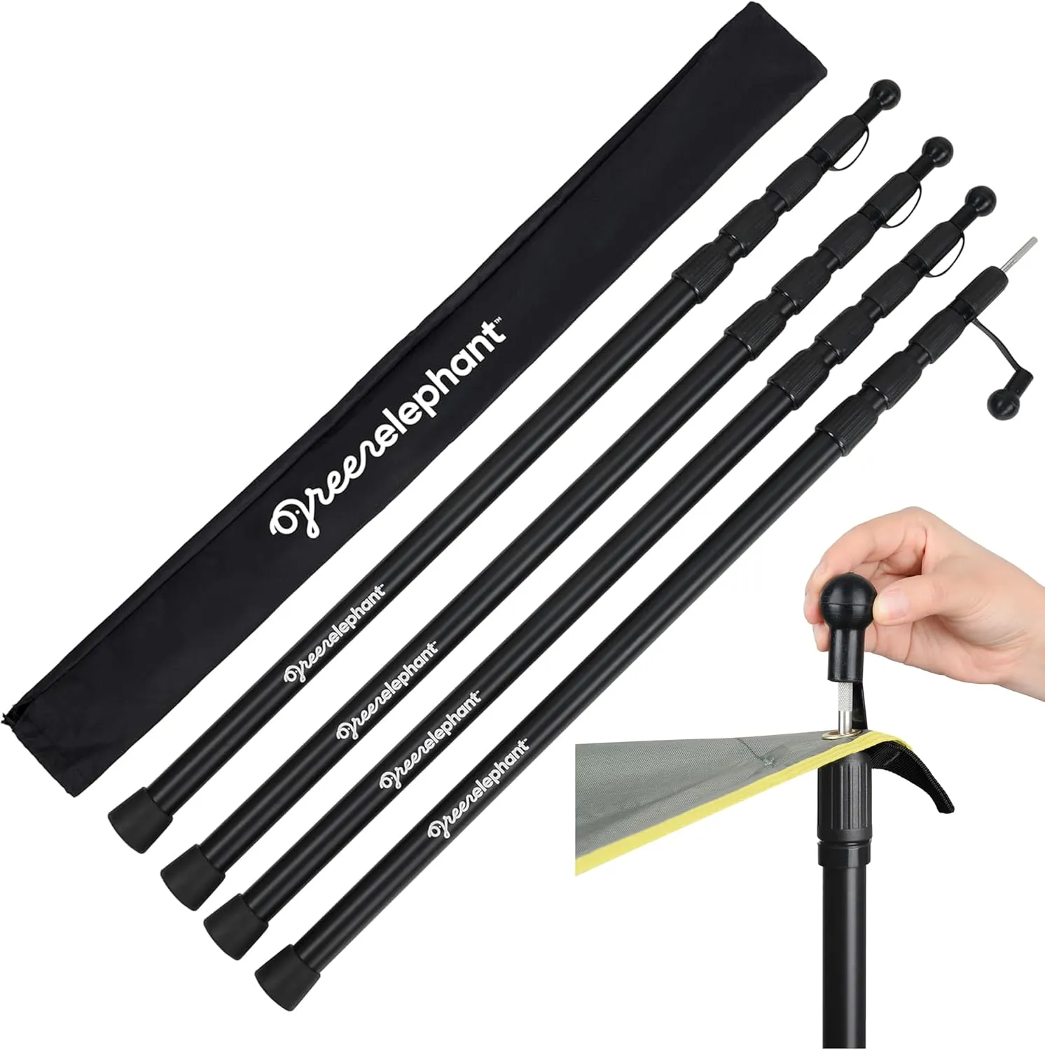 Green Elephant Tarp Poles - Tent Poles, Tent Poles Replacement, Tent Poles for Tarp, Canopy Poles, Awning Poles, Telescoping Tarp Poles, Tarp Poles Adjustable Heavy Duty, Aluminum Tent Pole Set of 4