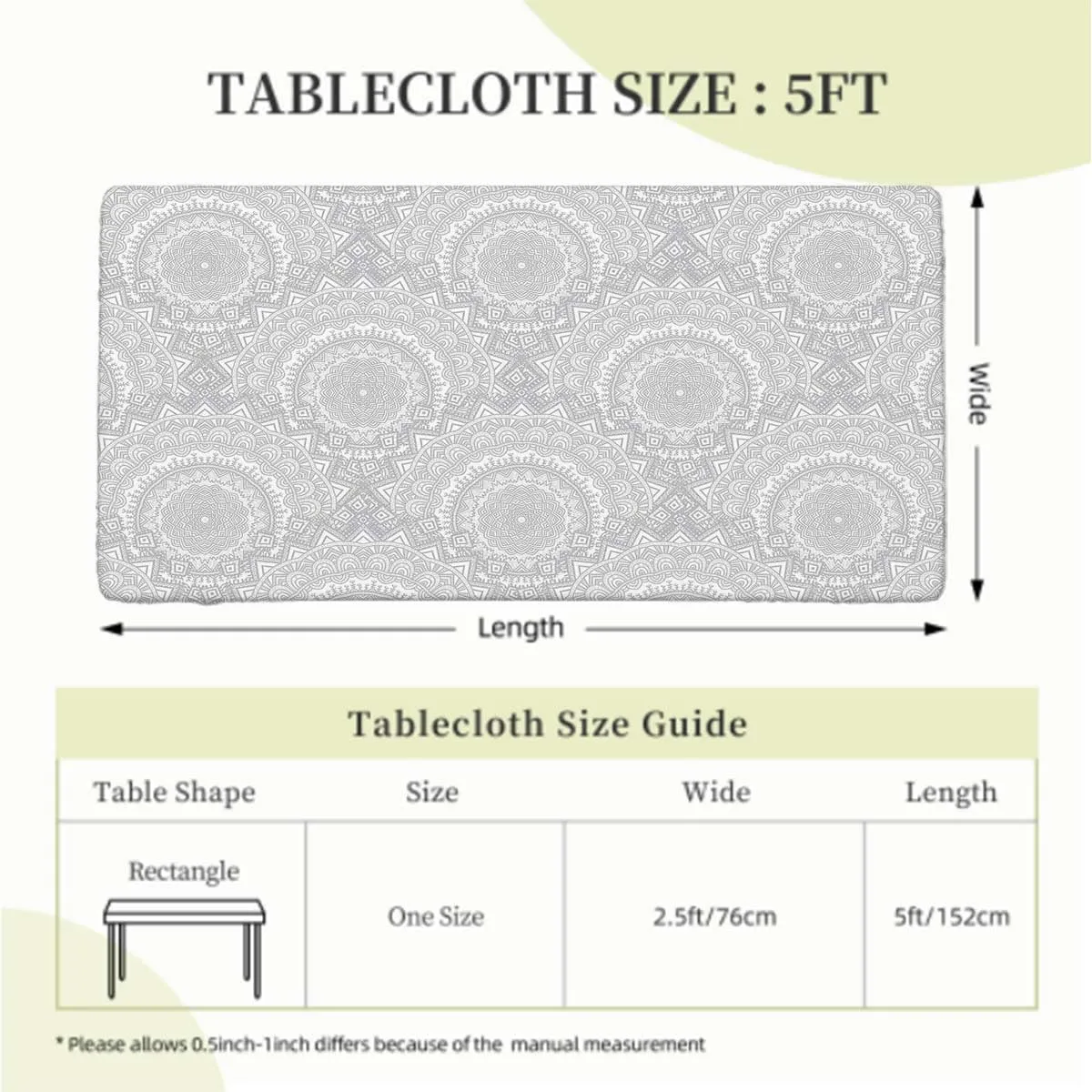 Grey White Elastic Edged Table Covers Boho Geometric Decor Fabric for Dining Tables,Buffet Parties and Camping Abstract Decor Fits up 5 Foot Tables