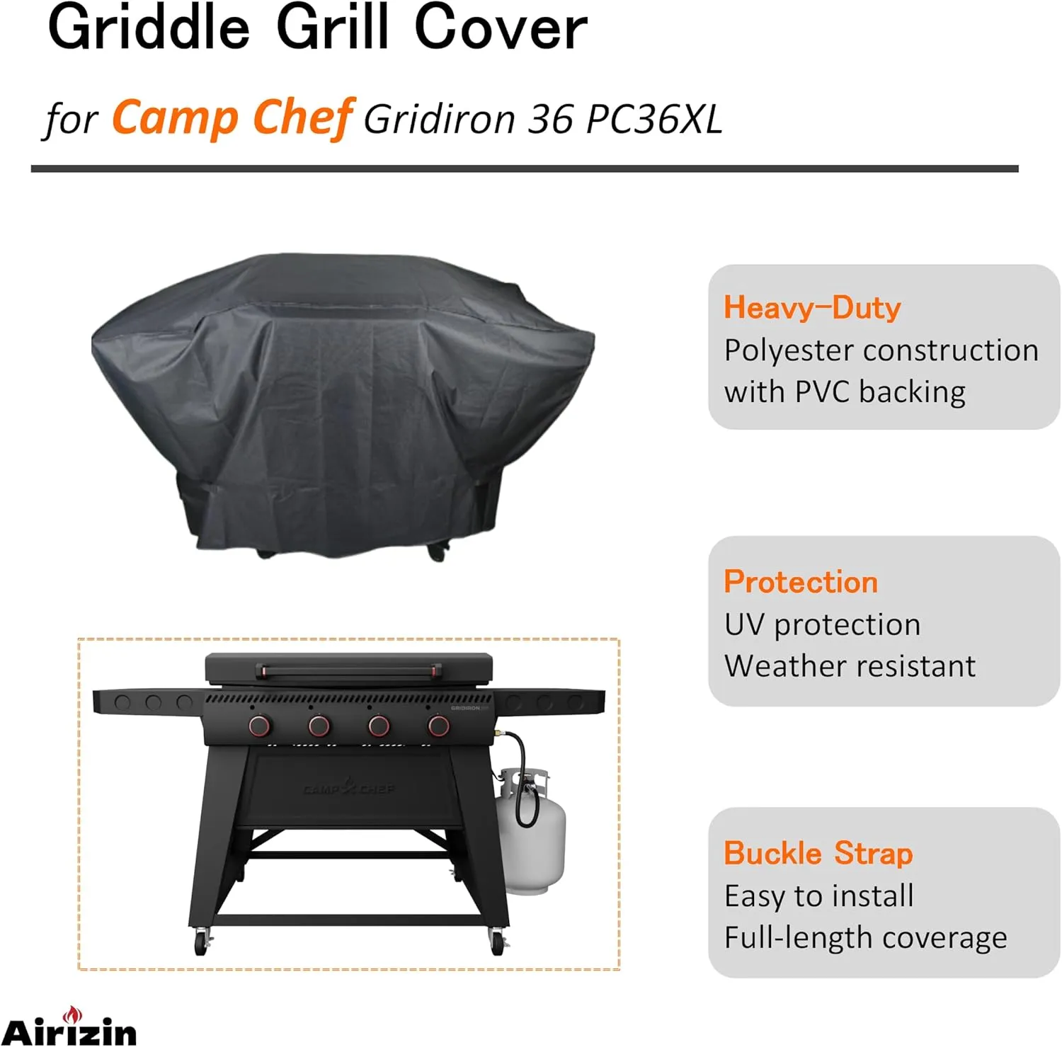 Griddle Patio Cover for Camp Chef Gridiron 36 Griddle Four-Burner Flat Top Grill