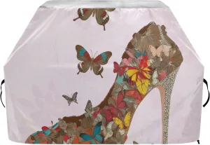 Grill Cover, 65 Inch Outdoor Heavy Duty BBQ Cover, Butterflies High-Heeled Shoe Waterproof Gas Grill Cover for Weber, Char-Broil, Nexgrill Grills and More