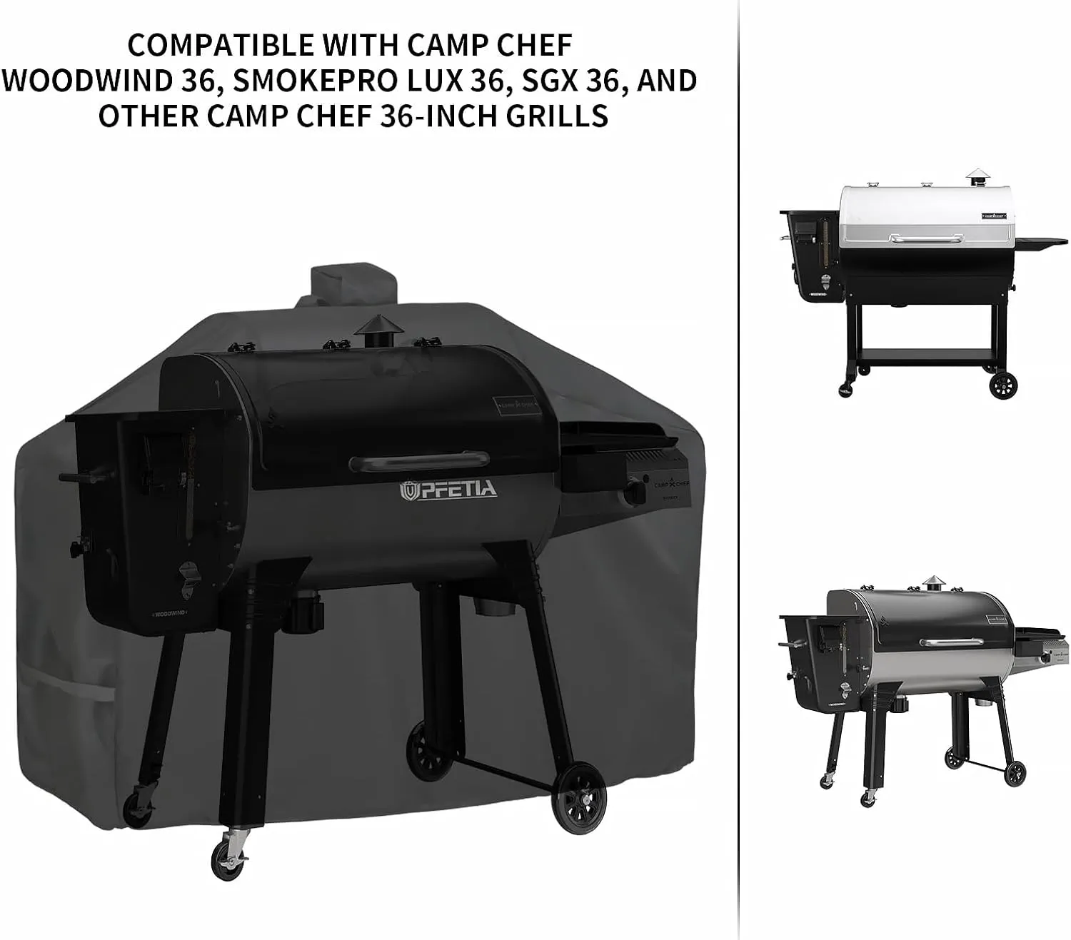 Grill Cover for Camp Chef Pellet Grills 36 Inch, SmokePro LUX 36, SmokePro SGX 36, Woodwind Pro 36, Heavy Duty Waterproof Camp Chef Grill Cover