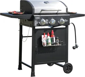 grill gas 3-Burner Propane Grill, Gas Grill with front hanging basket, 30000 BTU barbecue grill, Grills outdoor cooking. Suitable for Backyard, Outdoor, Patio, Garden.Outside grill.