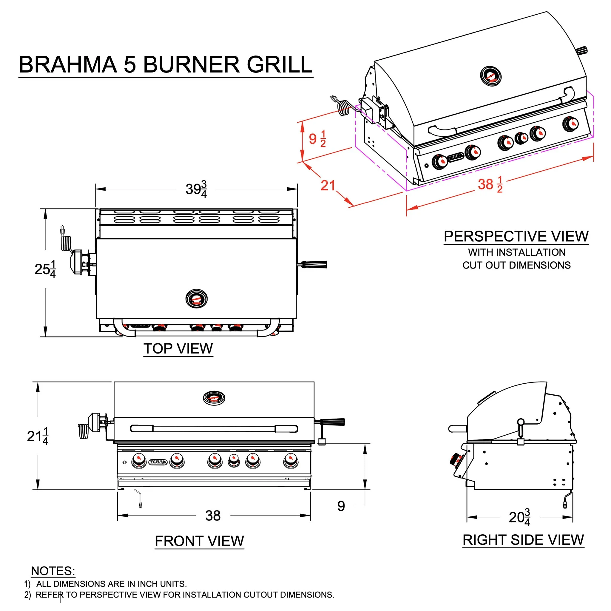 Grill Head - Brahma 38" Drop-In Grill