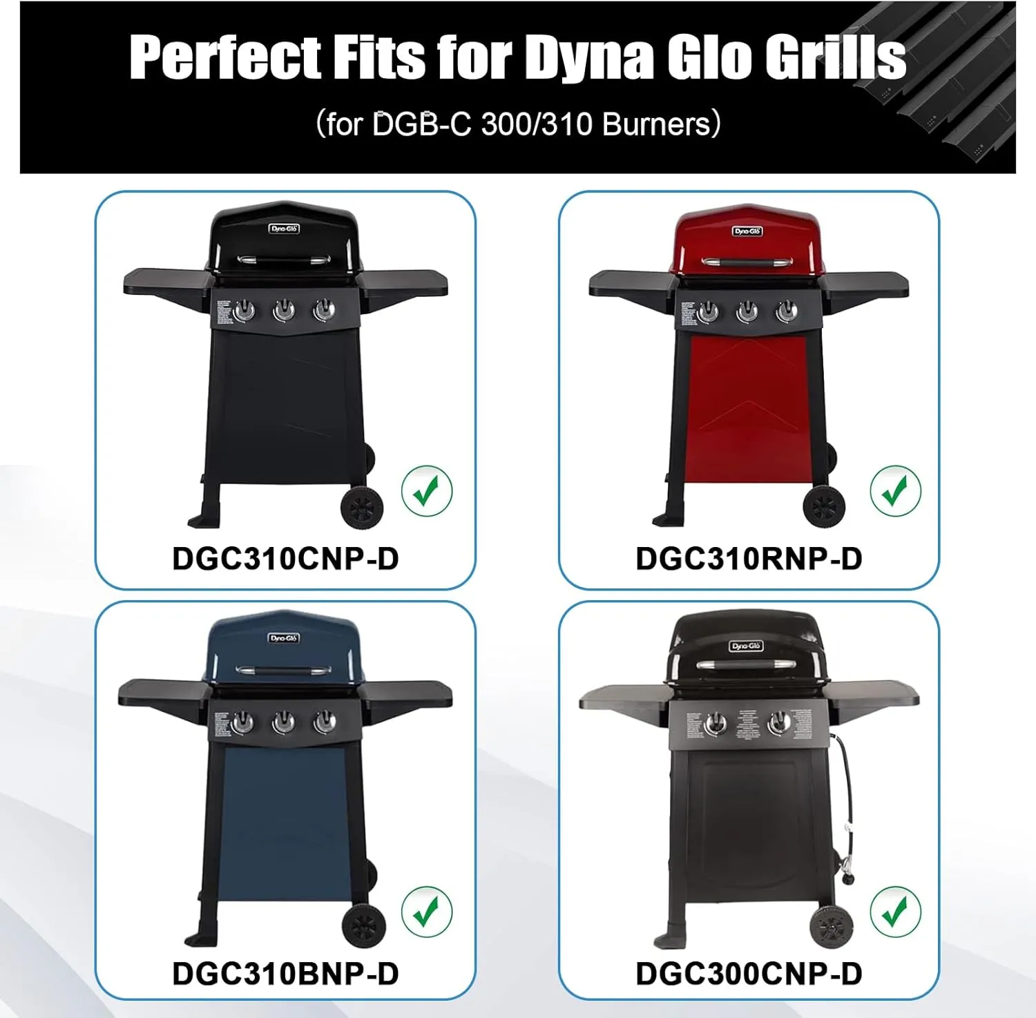 Grill Heat Plates Replacement Parts for Dyna-Glo 3 Burner Gas Grill, Porcelain Steel Heat Tents for Dyna-Glo DGC310CNP-D, DGC310RNP-D, DGC310BNP-D Grill Models, 3 Pack