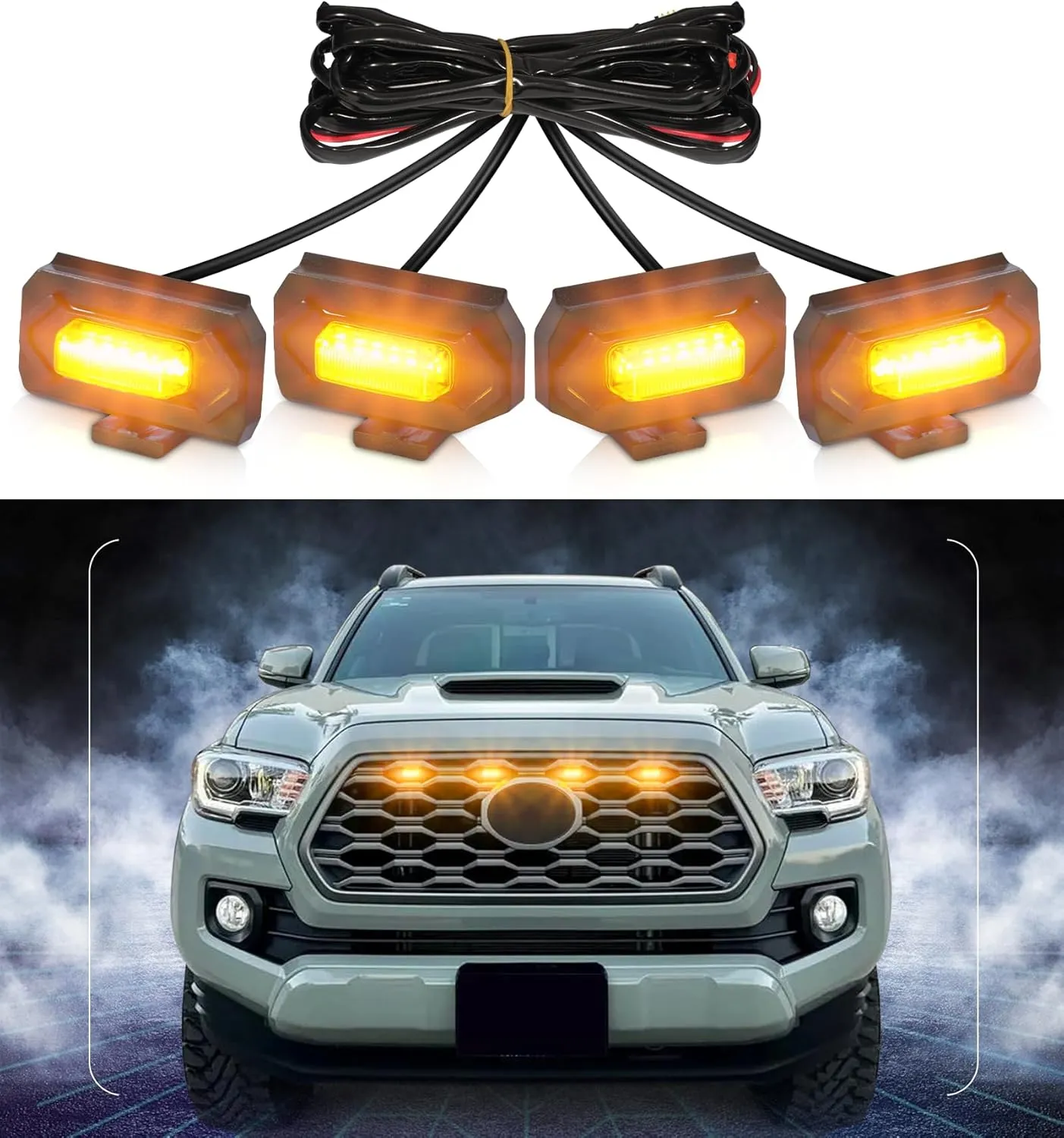 Grill Lights for 2020-2023 Tacoma Grille Lights LED Front Grill Lights Smoked for 2020 2021 2022 2023 Tacoma Accessories TR D Off Road & Sport (Yellow)
