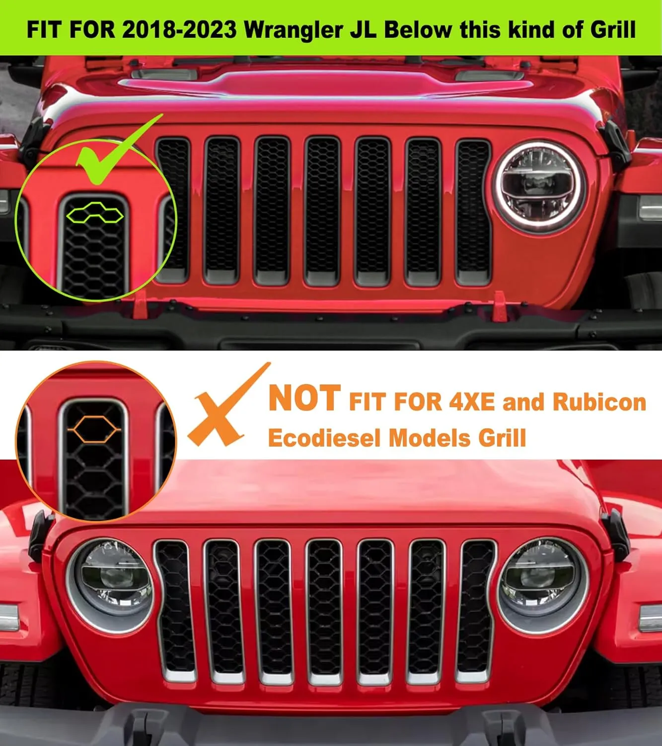 Grill Lights for Jeep Wrangler JL JLU Front Bumper Grille LED Running Marker Lamp Accessories (Amber, 2018-2023)