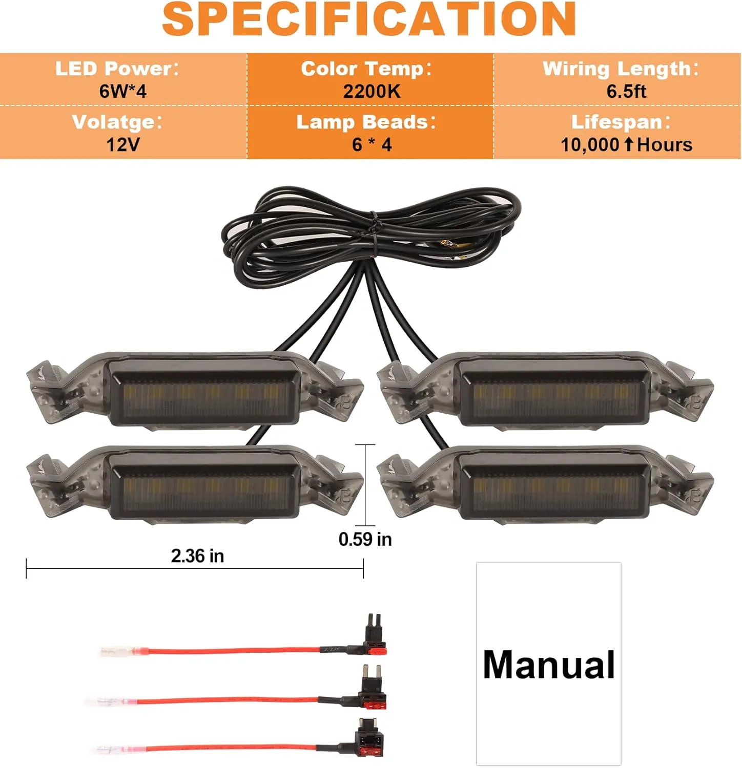 Grill Lights for Jeep Wrangler JL JLU Front Bumper Grille LED Running Marker Lamp Accessories (Amber, 2018-2023)