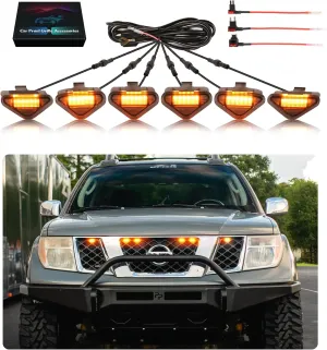 Grill Lights for Nissan Frontier Pathfinder 2005 2006 2007 2008 LED Grill Lights Front Grille Light for 2rd Gen Frontier Accessories 6Pcs (Yellow)