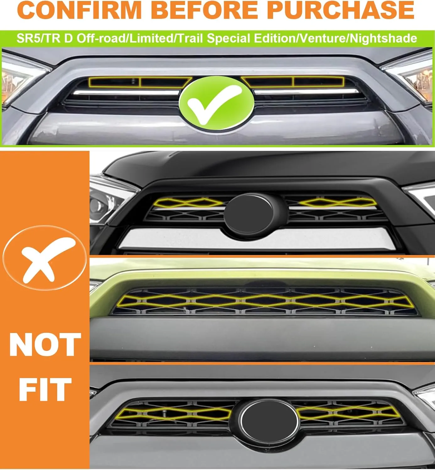 Grill Lights for Toyota 4Runner 2020-2024 Rapto r Lights LED Front Grille Light Bar Accessories for TR D Off Road Sport SR5 Limited Nightshade Venture (Yellow)
