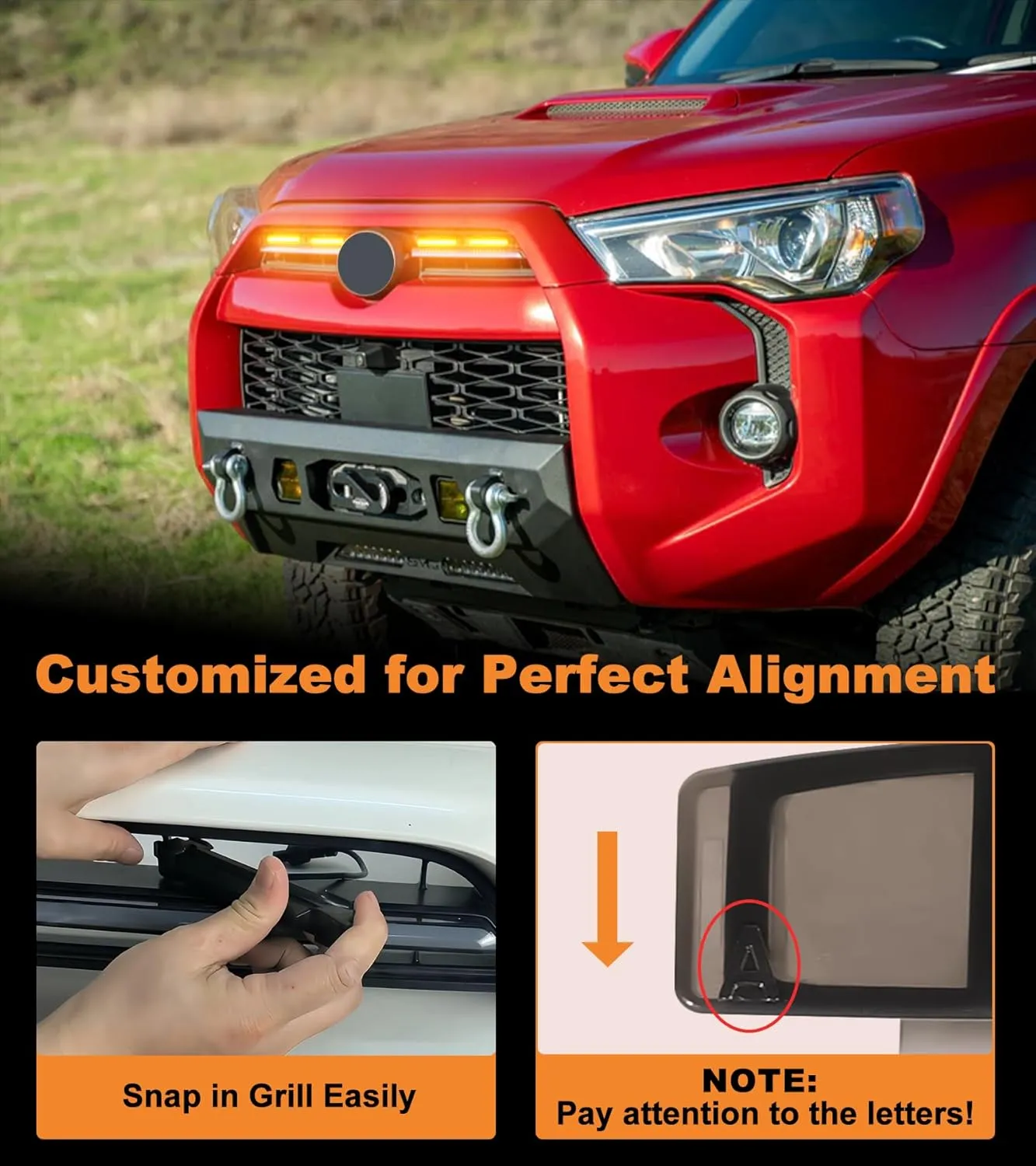 Grill Lights for Toyota 4Runner 2020-2024 Rapto r Lights LED Front Grille Light Bar Accessories for TR D Off Road Sport SR5 Limited Nightshade Venture (Yellow)