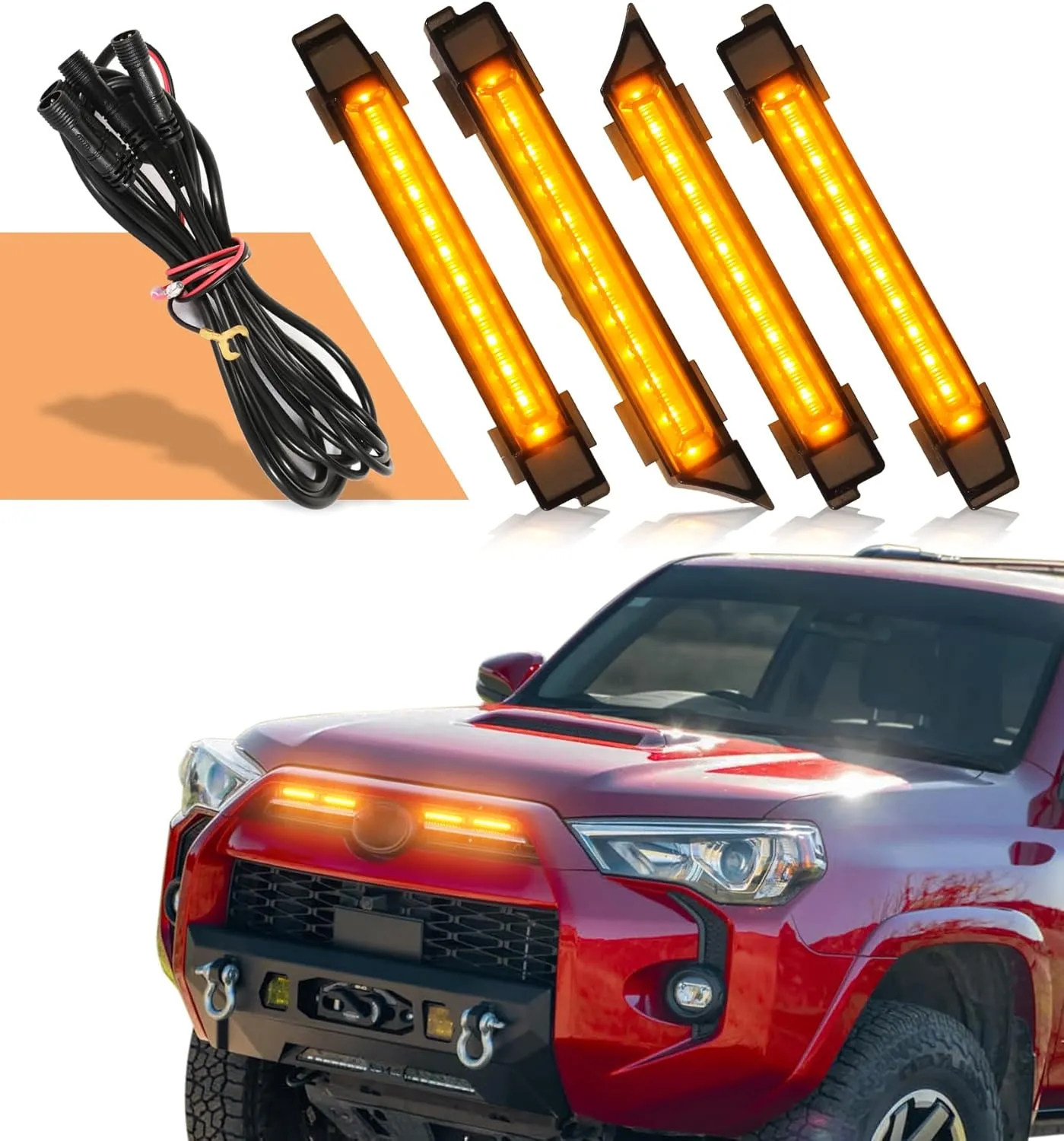 Grill Lights for Toyota 4Runner 2020-2024 Rapto r Lights LED Front Grille Light Bar Accessories for TR D Off Road Sport SR5 Limited Nightshade Venture (Yellow)