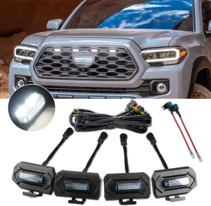Grill Lights, Raptor Lights for Toyota Tacoma 2020 2021 2022 2023 TRD Off Road&TRD Sport OEM/Aftermarket Grille, 4PCS Front Grille for Raptor Lamps Car Accessories with Two Fuse&White Light