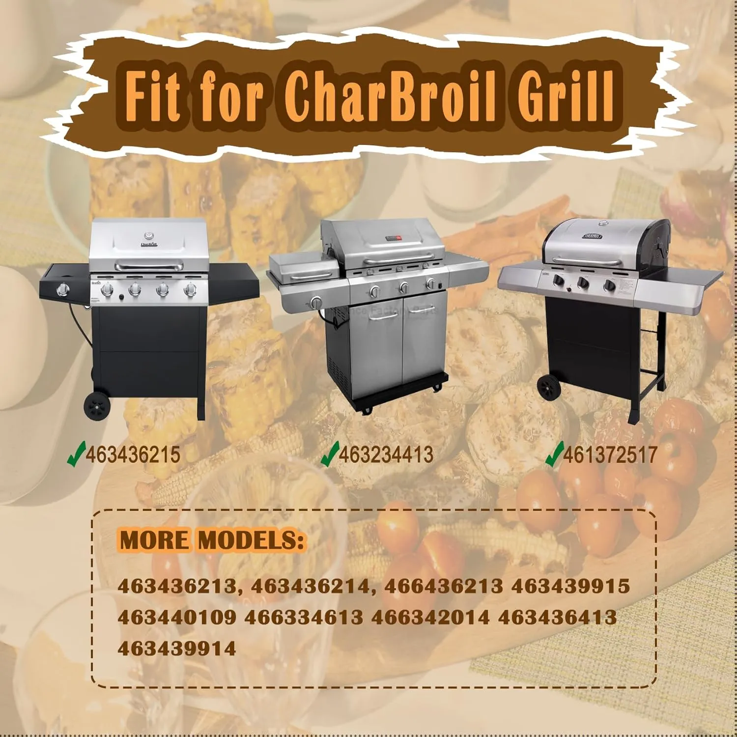 Grill Parts Kit for Charbroil 461334813, 463234413, 463436213, 463436215, 466334613, 466342014, 466436213 466436513 467300115 G432-001N-W1 G432-Y700-W1 Grill Replacement Parts Thermos 466360113 Parts